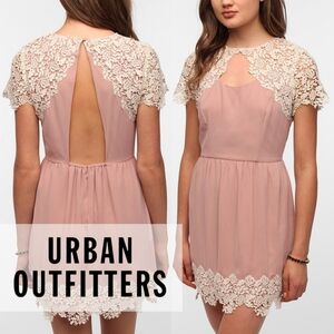 Urban Outfitters x Pins and Needles | Lace Caplet Dress | Pink | Small